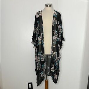 BETSEY JOHNSON Floral Sheer Duster Cover Up‎